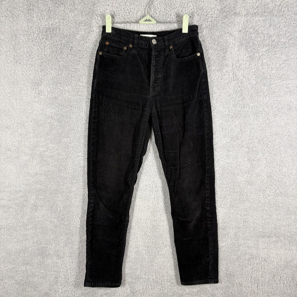 Re/Done Corduroy Stretch High Rise Ankle Crop Jeans Size 25 Black Button Fly